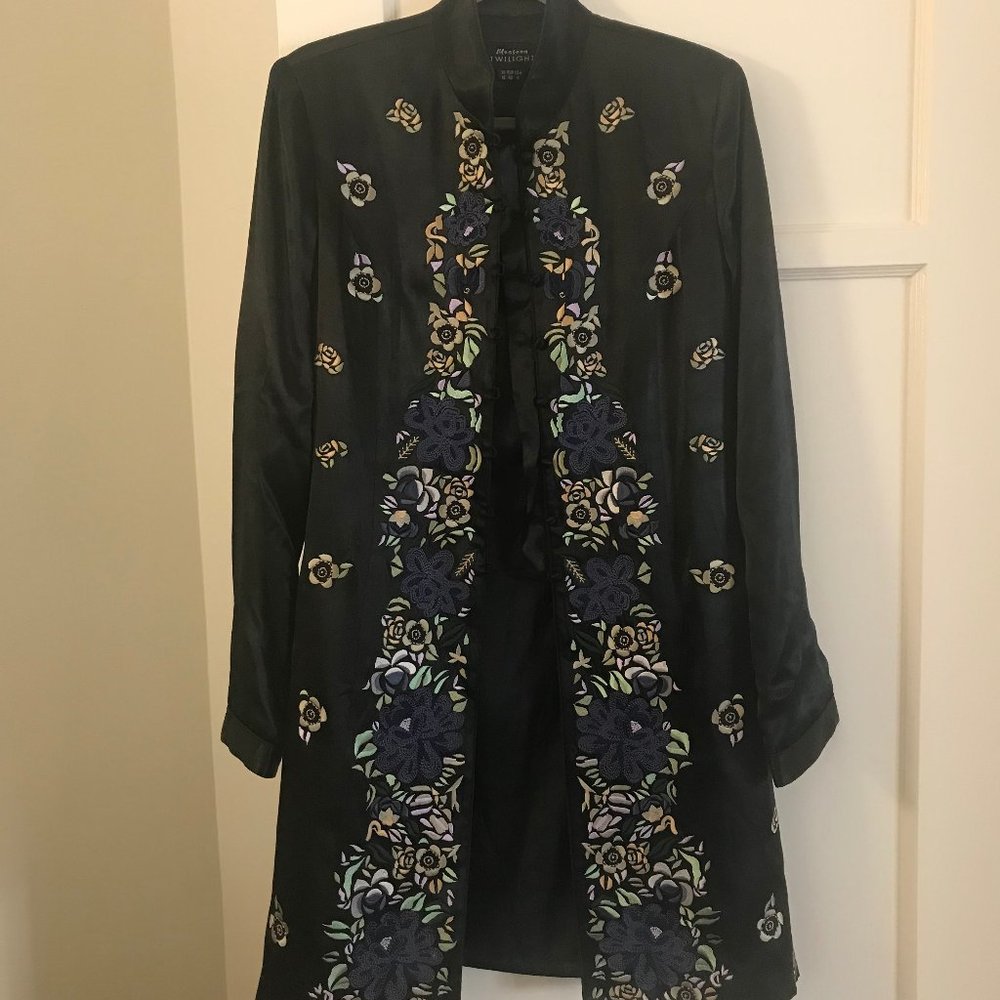 Silk Asian style black coat jacket